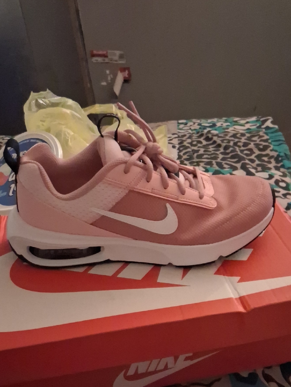 Nike Women's Blush Pink and White Air-Cushioned Running Sneakers